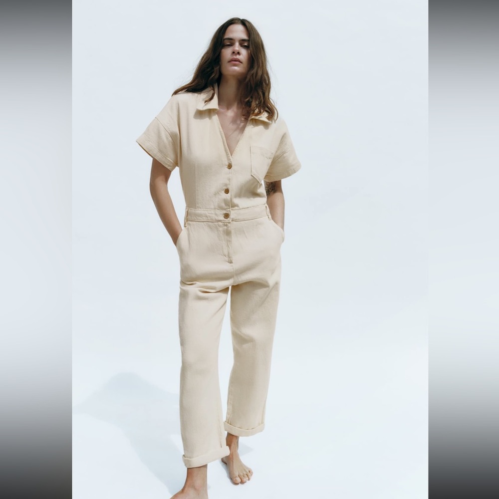 Zara long denim jumpsuit. Size xs
